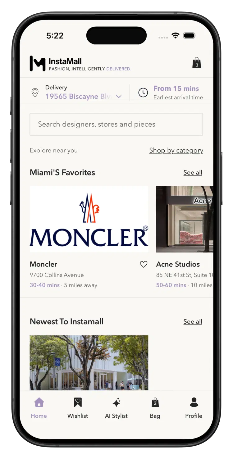 InstaMall app home screen